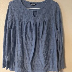 BloomChic Dusty Blue Cable-Knit Long Sleeve Top